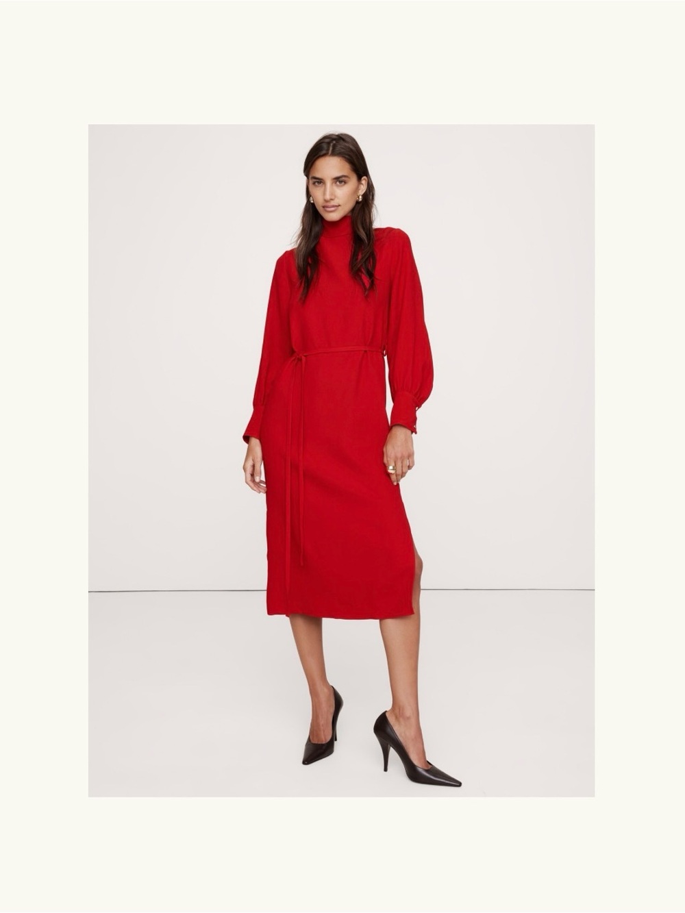 NWT Banana Republic Crepe Mock-Neck Midi Dress